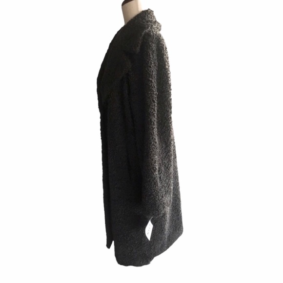 NVLT Boucle Teddy Coat Large Olive Dark Grey Brown Minimalist Neutral New - Picture 4 of 10